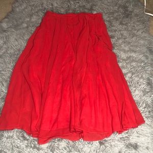Red Pleated Skirt